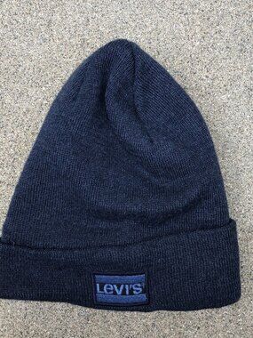 LEVI'S STRAUSS Fleece Lined Cuffed Beanie Hat Men's One Size Blue Winter Cap